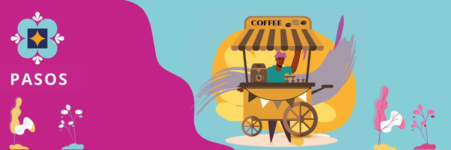 illustration of food entrepreneur and pasos logo